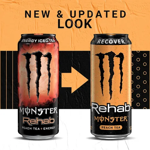 Vista 3 de Monster Rehab - Té de melocotón + energía - 15.5oz (paquete de 16)