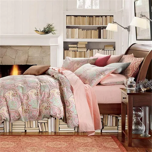 Vista 102 de ABREEZE Juego de funda de edredón tamaño individual con cierre de botón, 100% algodón egipcio, juego de ropa de cama floral de granja, color rosa, 3