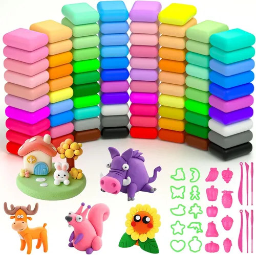 Vista 10 de Ainiv Kit de arcilla seca al aire, 60 colores DIY modelo arcilla mágica