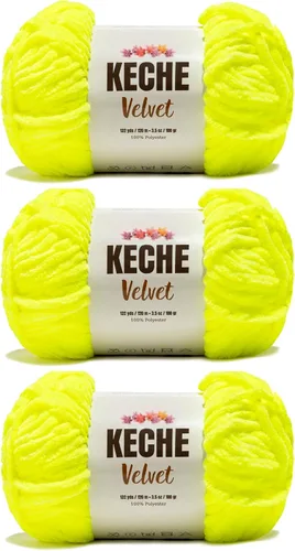 Vista 111 de Keche Hilo para ganchillo, hilo de terciopelo, chenilla suave, manta de bebé voluminosa amigurumi Yarn 3.53 oz (132 yardas) - Arona