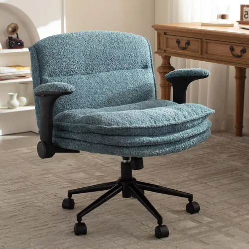 Vista 11 de Dowinx Silla cruzada con brazos y ruedas abatibles ajustables, cómodo sillón ergonómico de escritorio de oficina con 3 cojines de capa, silla