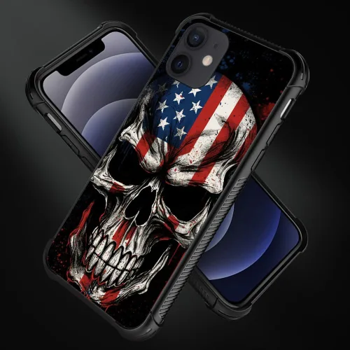 Vista 114 de Funda compatible con iPhone 8, a prueba de golpes, antiarañazos, bandera de ciervos de cola blanca de grano de madera estadounidense