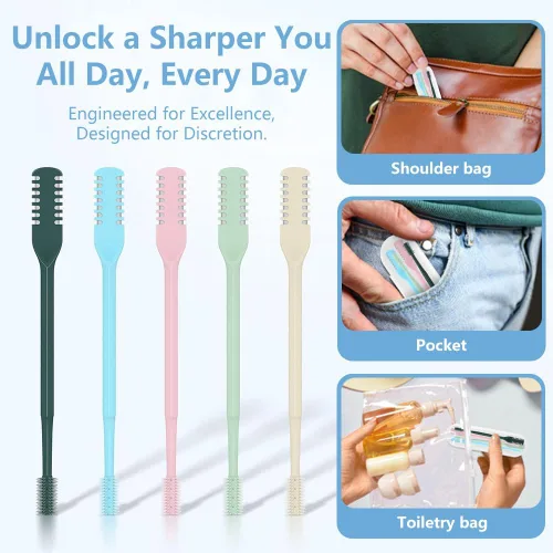 Vista 8 de Cortador de pelo nasal 2 en 1, recortador manual de doble cara con cepillo, cuchillo de nariz giratorio de 360° para hombres y mujeres, herramienta