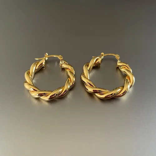 Vista 94 de Aretes de aro gruesos de oro para mujer, chapados en oro de 14 quilates, aretes de aro triple, hipoalergénicos, a la moda, aretes de aro gruesos