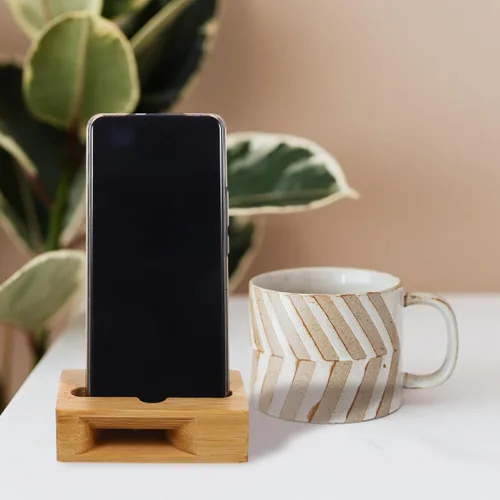 Vista 8 de Soporte de madera de bambú para teléfono con amplificador de sonido, soporte universal de escritorio para ver videos y llamadas, compacto, 3.9 x 2.4