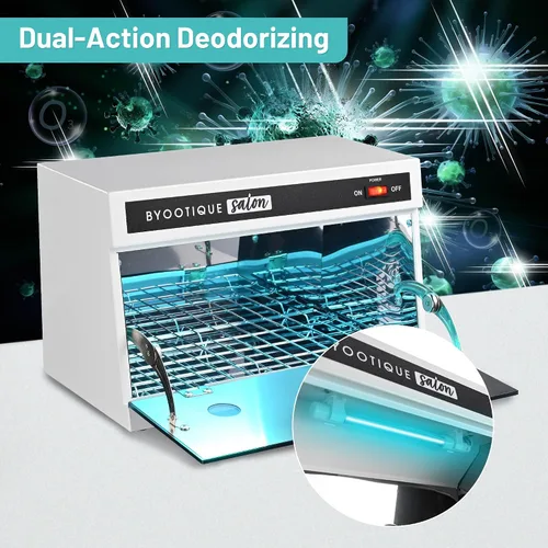 Vista 3 de BYOOTIQUE 13L Herramienta de uñas Máquina de Limpieza Gabinete 275nm Luz Azul para Manicura Clippers Piel Facial Salón de Belleza Barbería Spa