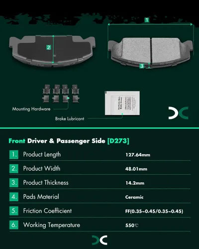 Vista 3 de SCITOO D273-7178, ATD273C Pastillas de freno delanteras para Honda Accord 1984-1985, 1988-2000 para Honda Civic, 1993-1997 para Honda Civic del Sol
