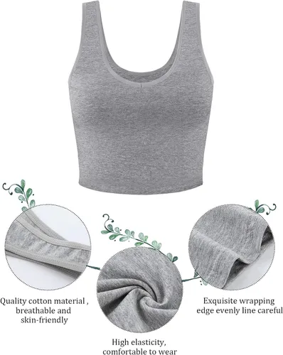 Vista 4 de Geyoga Juego de 6 camisetas básicas cortas sin mangas con espalda cruzada para mujer para entrenar, hacer yoga, correr