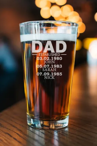 Vista 2 de Vaso de cerveza personalizado de 16 onzas para papá, regalos especiales para el día del padre, Navidad, vidrio personalizado de cumpleaños, añade
