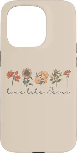 Vista 14 de Love Like Jesus - Carcasa para iPhone 17, diseño de flores y texto bíblico, religioso