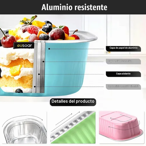 Vista 3 de EUSOAR Forros para magdalenas con tapas, 30 unidades de ramekins de papel de aluminio de 6.8 oz, mini moldes para pan de aluminio desechables 3