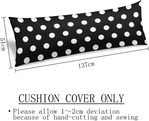 Vista 3 de Funda de almohada corporal de lunares en blanco y negro, funda de almohada larga abstracta con cremallera, funda de almohada decorativa suave