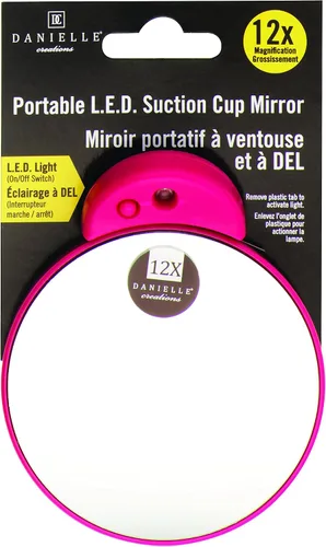 Vista 2 de Danielle Creations - Espejo de maquillaje de viaje de 3.5 pulgadas, aumento de 12x, negro/rosa