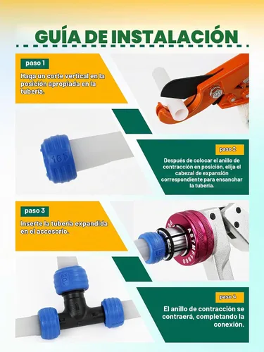 Vista 5 de AMZCNC PEX Kit de herramientas de expansión, herramienta expansora manual para PEX-A 1/2"-1" Plumbers DIY Users PEX-A Expansion Tool Kit ASTM