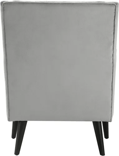 Vista 11 de Elle Decor Celeste - Silla decorativa de terciopelo copetudo, sillón tapizado de mediados de siglo, respaldo moderno con respaldo acolchado de Gris