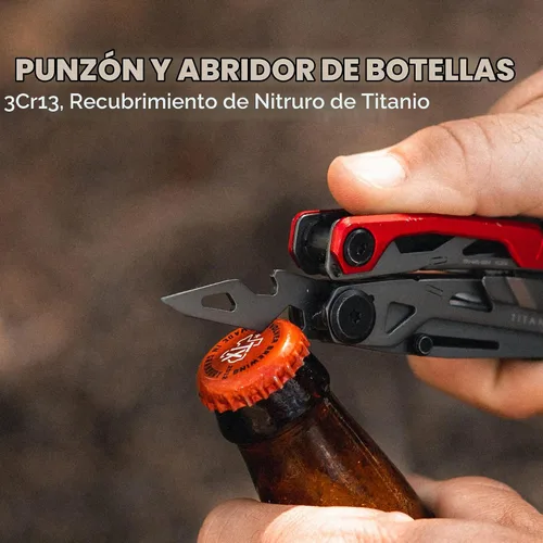 Vista 8 de True Utility TI - Multiherramienta de bolsillo de bloqueo, kit de herramientas 8 en 1, marco de nitruro de titanio, activo EDC todo en uno