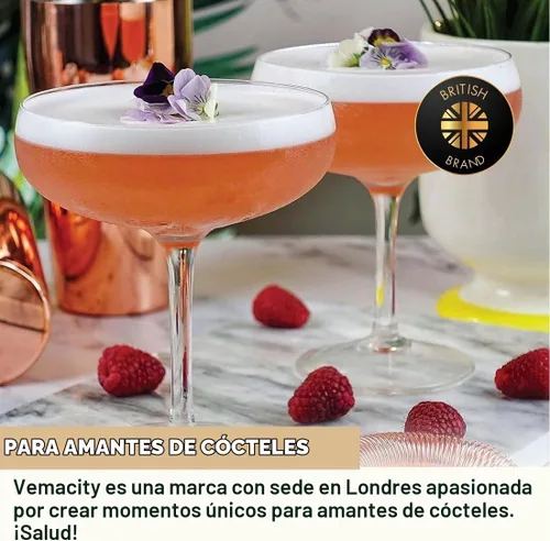Vista 2 de VEMACITY - Juego de 2 vasos de Martini Espresso – Copas Coupé sopladas a 2 vasos de Martini Coupé
