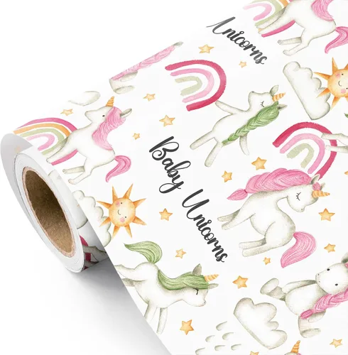 Vista 16 de WRAPAHOLIC Rollo de papel de regalo Kraft Animal - Mini Rollo - 17 pulgadas x 16.5 pies - Diseño de mono, elefante y dinosaurio lindos, perfecto