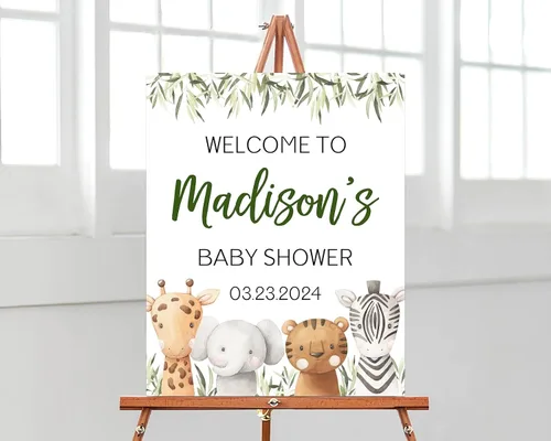 Vista 7 de Editable Boy Elephant Baby Shower Welcome Sign, Blue Elephant Baby Shower Sign, Baby Shower Signs, Welcome Baby Shower Sign, Blue Floral Elephant