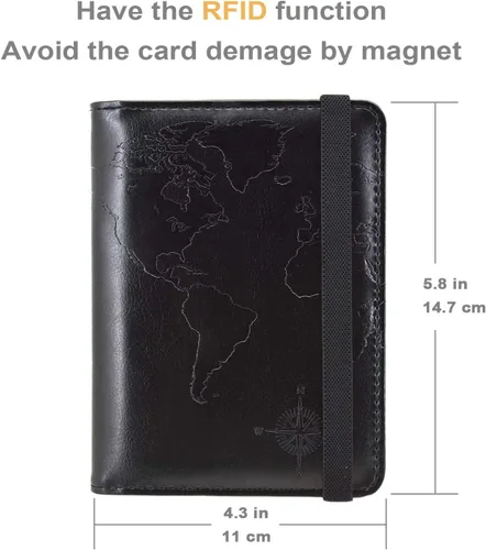 Vista 22 de Kandouren - Funda para pasaporte con bloqueo RFID, cartera para pasaporte para hombres y mujeres, el mejor regalo para viajeros, tarjetas de crédito