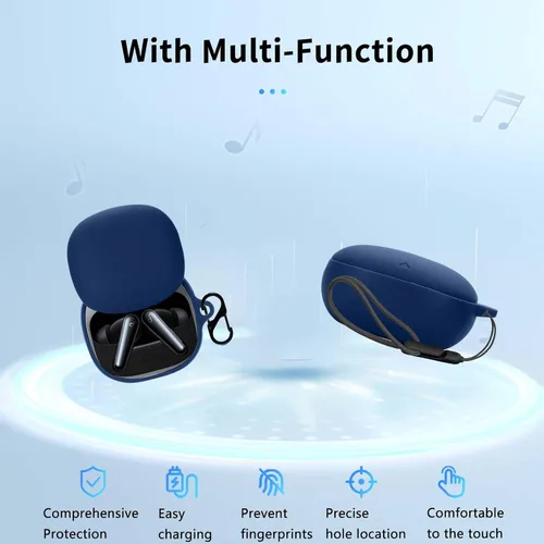 Vista 2 de NOUKAJU - Funda protectora para auriculares Anker Soundcore Liberty 5 (con mosquetón + cordón + bolígrafo de limpieza) a prueba de caídas, a prueba