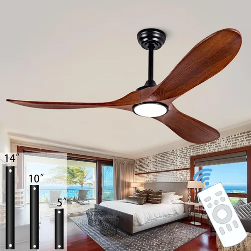 Vista 8 de Ventilador de techo silencioso de 52 pulgadas con control remoto, 3CCT, acabado de nogal. 3CCT, mobile app, full memory function, for use in