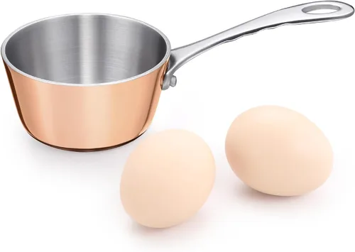 Vista 15 de Mini sartén, olla de acero inoxidable de tres capas con mango que se mantiene fresco, salsa térmica y aceite (4 pulgadas/0.12 cuartos de galón)
