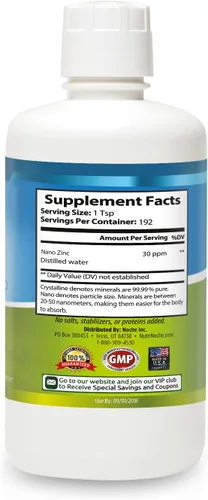 Vista 6 de NutriNoche Suplemento de zinc líquido cristalino puro - 30 PPM - Minerales coloidales