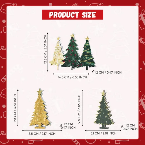 Vista 2 de 3 carteles de árboles de Navidad con bloques de madera de sonrisa Decoraciones de bandeja escalonada de nieve, para estante de mesa para el hogar