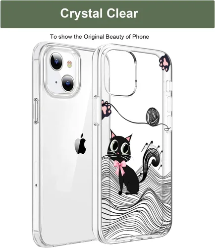 Vista 7 de Unov Funda para iPhone 14 iPhone 13, transparente con diseño, ajuste delgado, buen agarre, funda para teléfono en relieve, cubierta protectora a