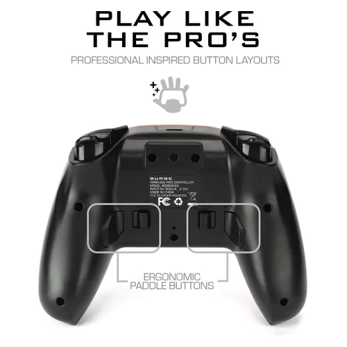 Vista 7 de Surge Switchpad Pro Wireless Controller for Nintendo Switch, 4 Macro Buttons, Rechargeable 550mAh Battery, Motion Controls - Red