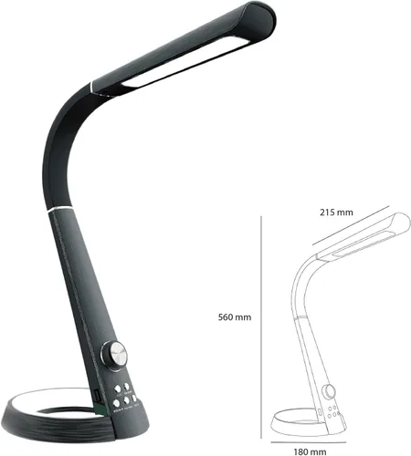 Vista 4 de Royal Sovereign Lámpara de escritorio LED con carga USB (RDL-110U)