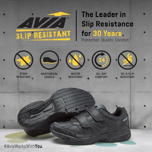 Vista 7 de Avia Avi-Union II - Zapatos antideslizantes con correa para mujer, cómodos zapatos de seguridad para el trabajo, enfermería, restaurantes y caminar