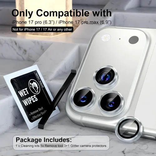Vista 155 de Choiche Compatible para iPhone 16 Pro/iPhone 16 Pro Max Protector de Lente de Cámara, Vidrio Templado 9H Protector de Pantalla de Cubierta de Cámara