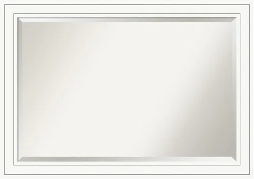 Vista 10 de Amanti Art - Espejo de baño blanco para sobre lavabo, espejo de tocador rectangular blanco de 25x21, marco de madera pequeño y casual, se cuelga