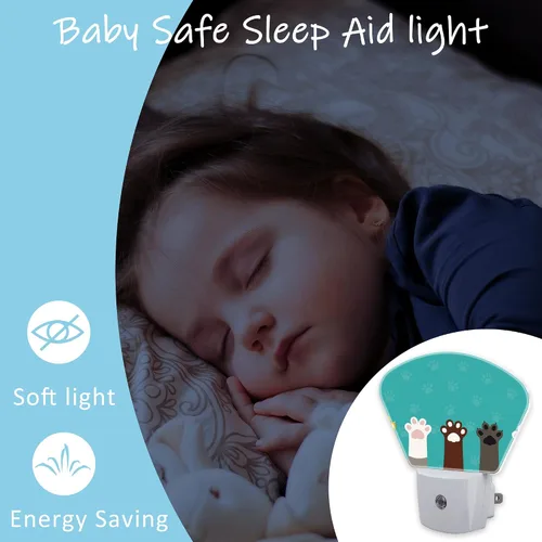 Vista 5 de Luz nocturna de patas de gato enchufable LED con sensor de atardecer a amanecer, lámpara de noche suave, adecuada para el hogar, dormitorio, baño