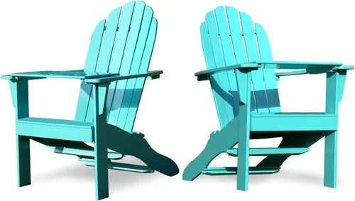 Vista 10 de Cambridge Casual Silla Adirondack Magnolia de madera maciza de 2 piezas con mesa de bandeja, color negro