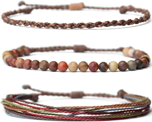 Vista 19 de Pulsera curativa hecha a mano con cuentas de piedra natural, regalo para hombres, pulsera de cuerda ajustable