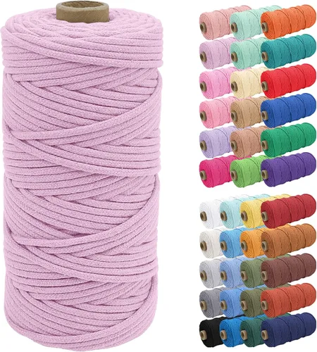 Vista 65 de JeogYong Cuerda de macramé de 0.157 in x 109 yardas, cuerda trenzada de algodón natural, cuerda de macramé para bolsas de ganchillo, colgar