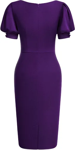 Vista 2 de AISIZE Vestido de cóctel delgado con cuello en V floral retro de los años 40 para mujer