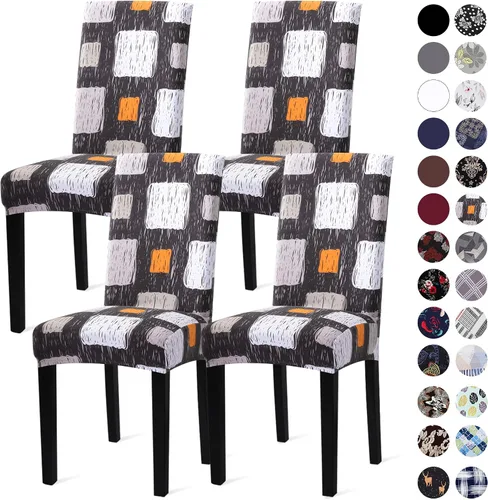 Vista 91 de Sufdari Juego de 2 fundas para sillas de comedor, fundas para sillas de cocina, fundas para sillas Parsons, protectores de sillas de elastano