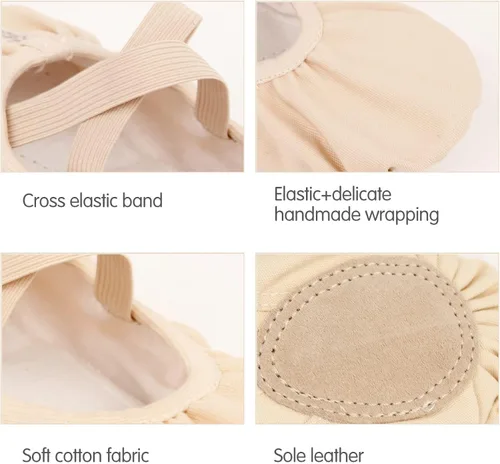 Vista 5 de Zapatos de ballet para mujeres y niñas, zapatos de ballet para mujer, zapatos de baile de lona, zapatos tipo ballet zapatos de yoga.