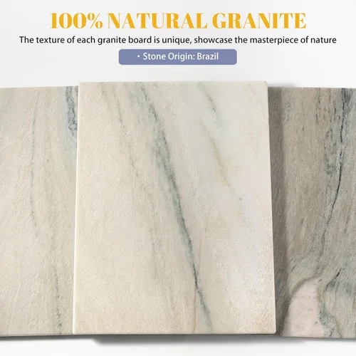 Vista 4 de Tabla de cortar de granito para cocina, tabla grande de quesos de losa de mármol de 16 x 12 pulgadas, tabla de servir rectangular para hornear