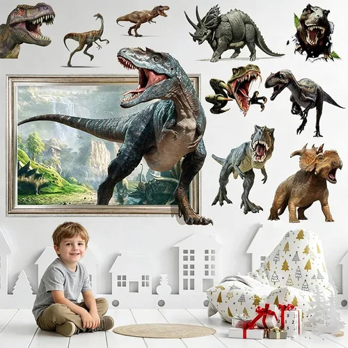 Vista 7 de Pegatinas de pared de dinosaurios grandes 3D Transparente
