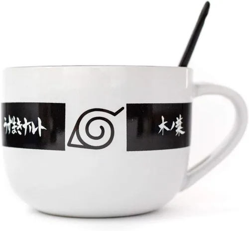 Vista 3 de Naruto - Taza de sopa de cerámica de anime con cuchara, impresionante taza de café y té de 20 onzas para bebidas calientes y frías para el hogar