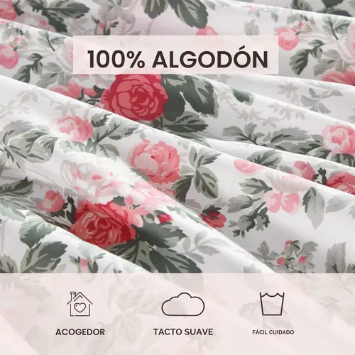 Vista 6 de Laura Ashley - Juego de sábanas individuales con sábana bajera y funda de Bettinas Blooms Rojo
