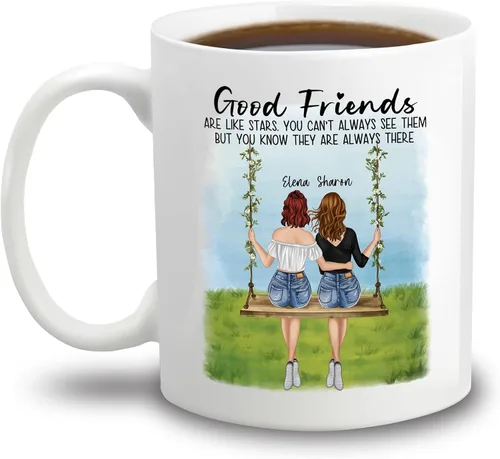 Vista 10 de Taza personalizada con texto en inglés "There Are Friends There Is Family And Then There Are Friends That Become Family", taza de café personalizada