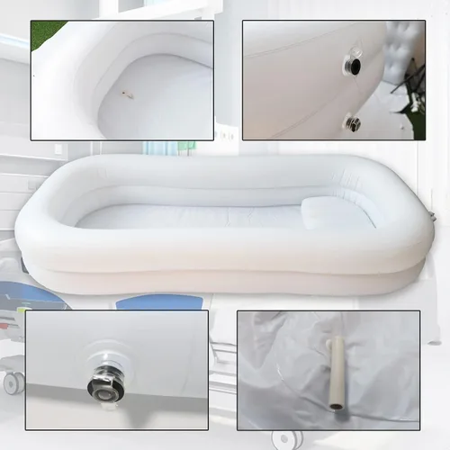 Vista 4 de Bañera inflable médica, cama portátil para pacientes geriátricos, ancianos, discapacitados, discapacitados, bañera de PVC para adultos con bolsa