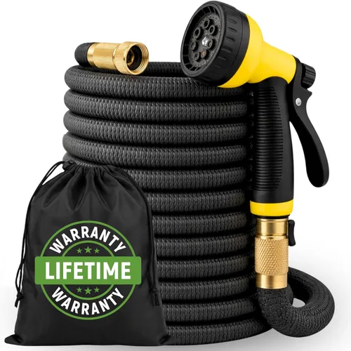 Vista 10 de J&B XpandaHose Ultra Strong 3750D fabric, 4-layer latex core, expands 3X, kink & leak-resistant, 10-pattern nozzle, storage bag