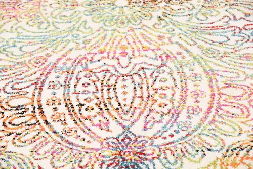 Vista 5 de Unique Loom colección Lyon - Alfombra abstracta y moderna, Polipropileno, Marfil/rojo